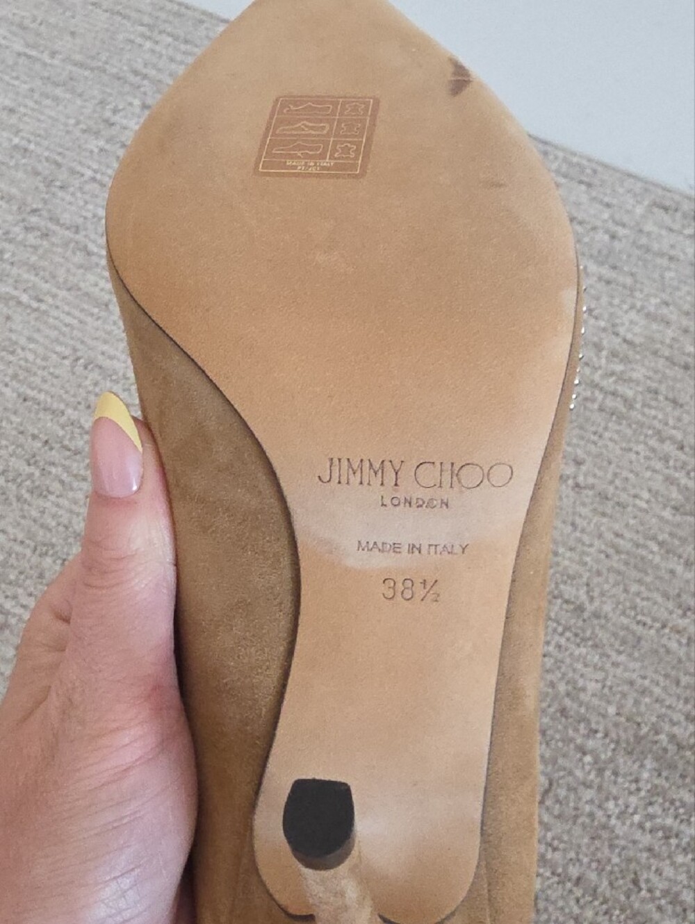 Jimmy Choo Tan Suede Pointed Pumps with Crystal Stud Detailing - Picture 5 of 8